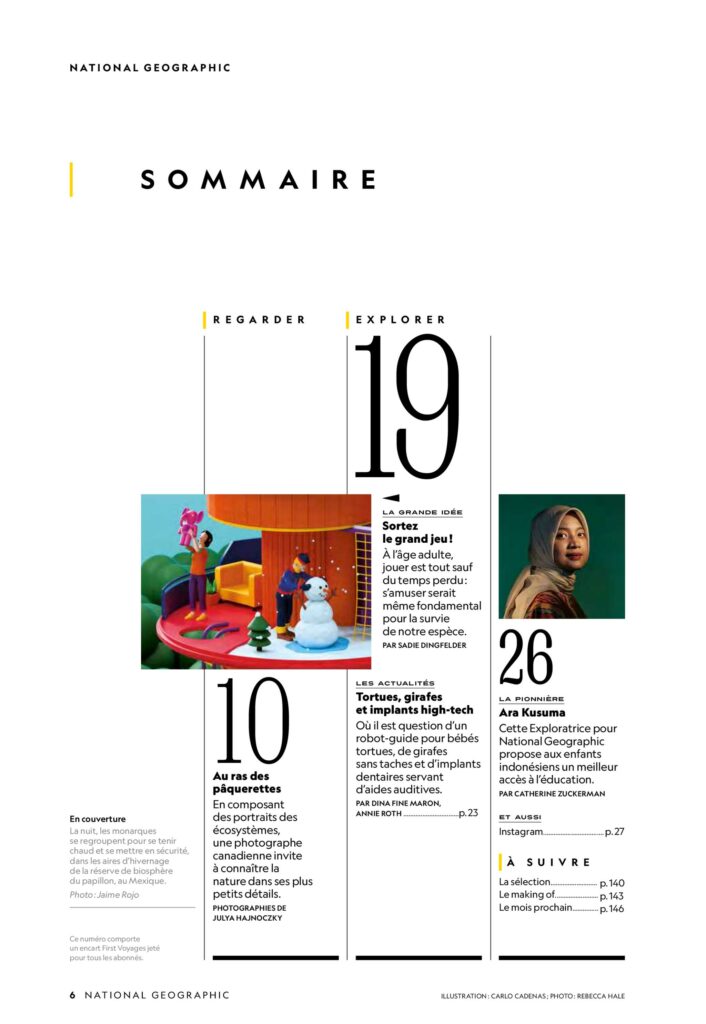 Sommaire du magazine National Geographic janvier 2024