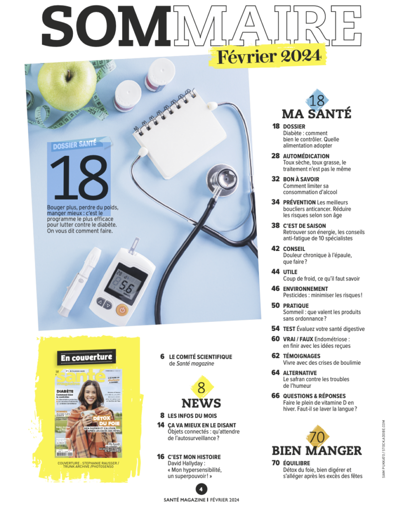 Sommaire du magazine Santé magazine février 2024