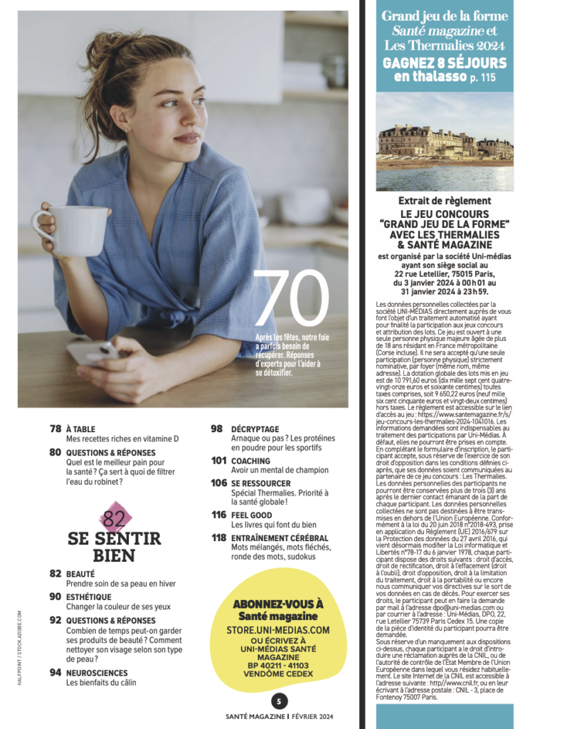 Sommaire du magazine Santé magazine février 2024