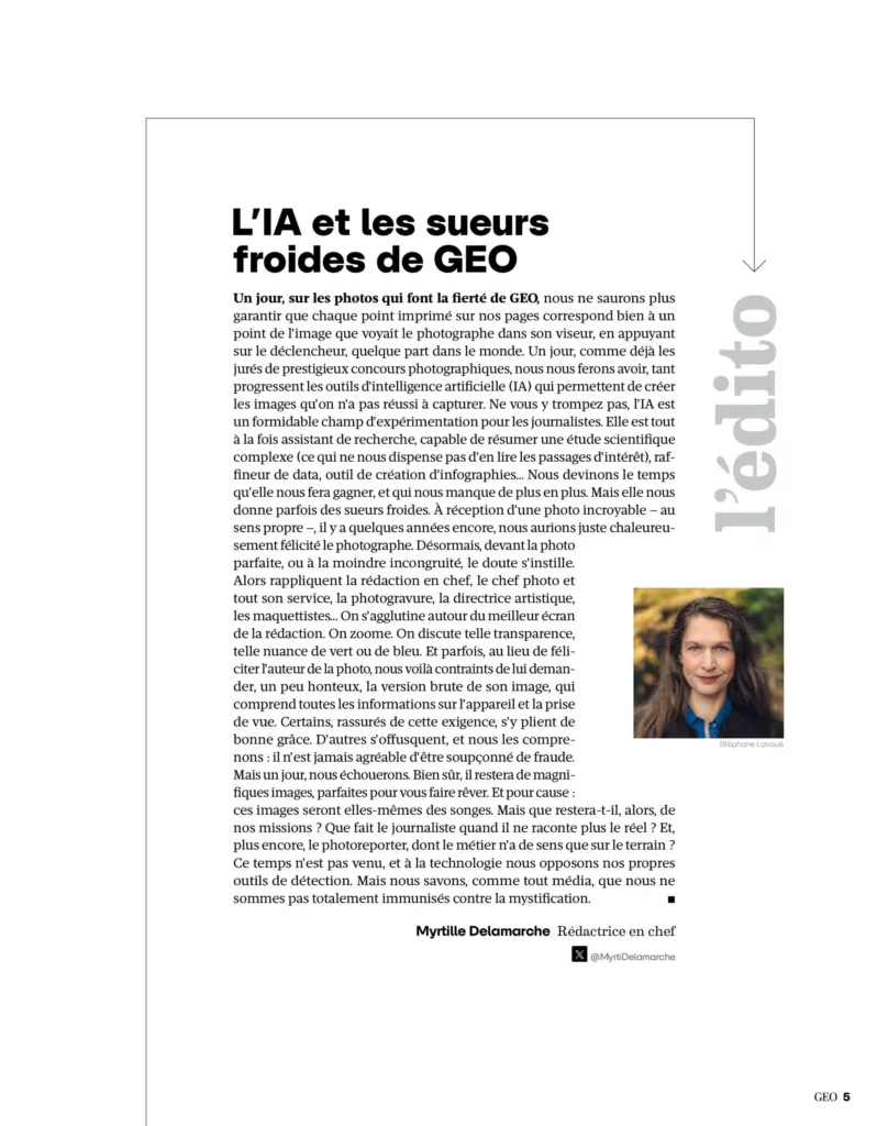 Éditorial du magazine GEO juillet 2024