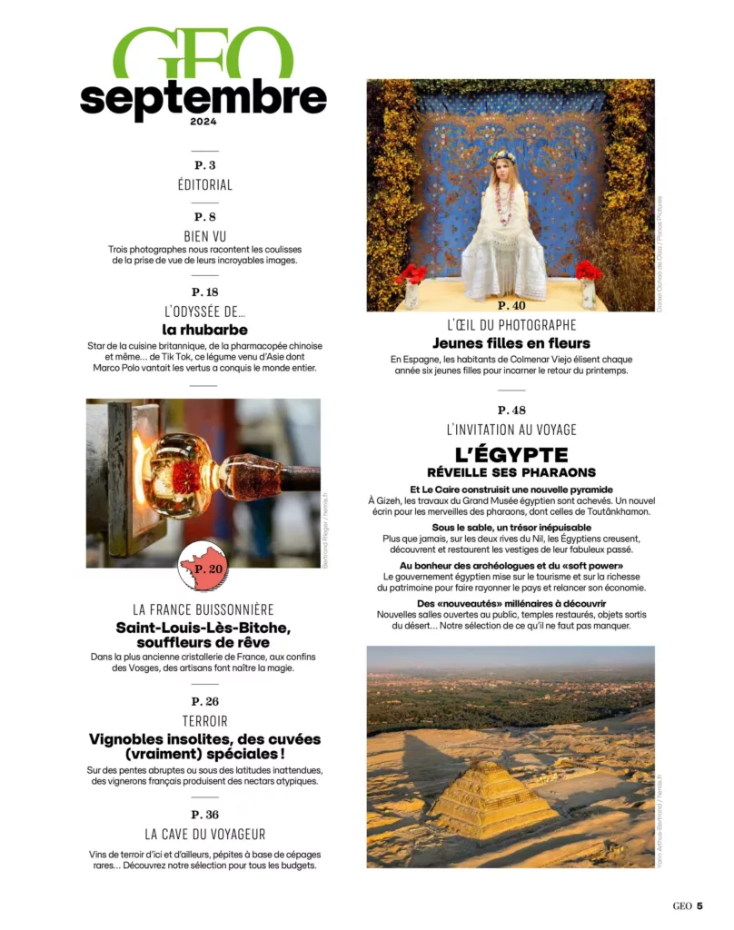 Sommaire du magazine GEO septembre 2024