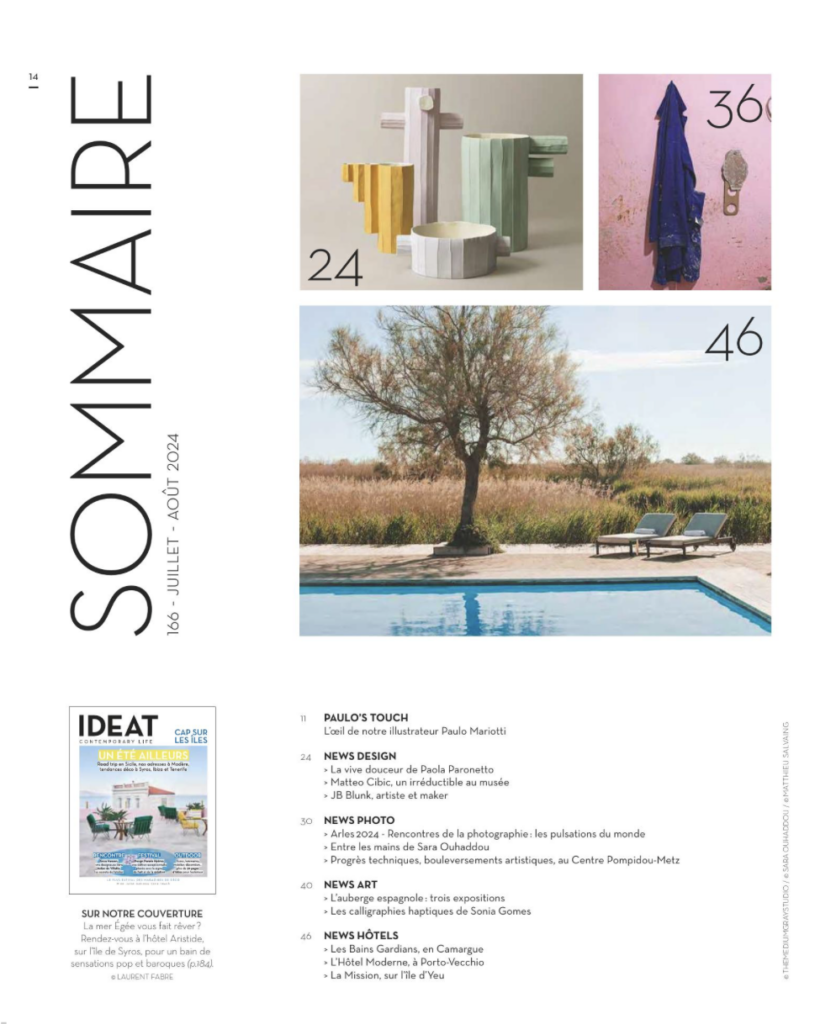 Sommaire du magazine Ideat juillet – août 2024