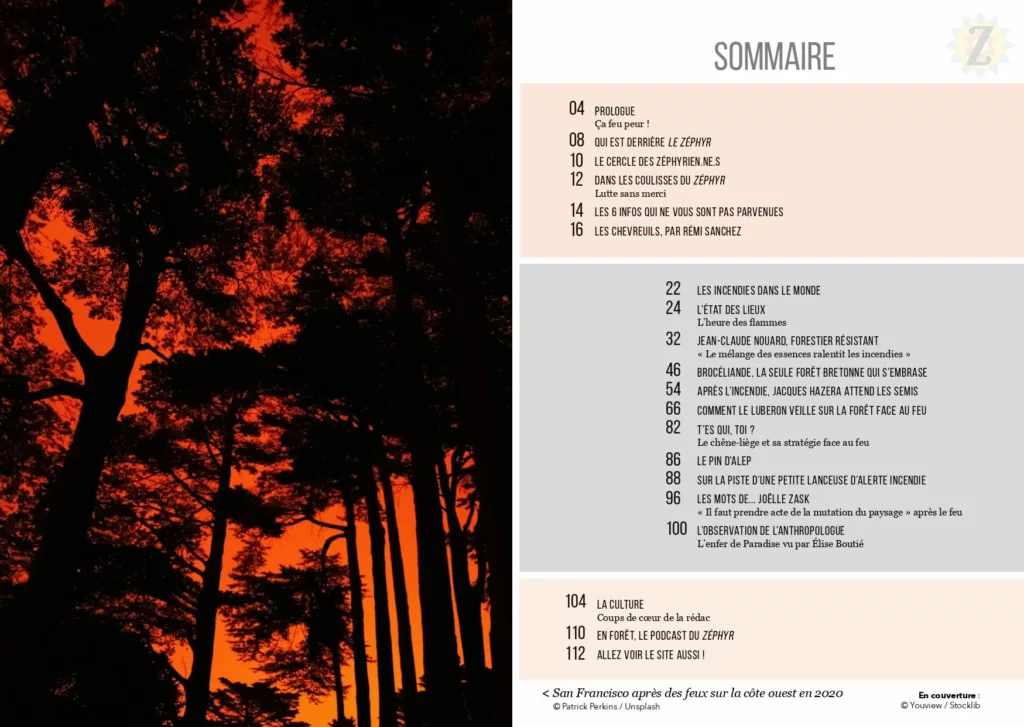 Sommaire du magazine Le Zéphyr automne 2024