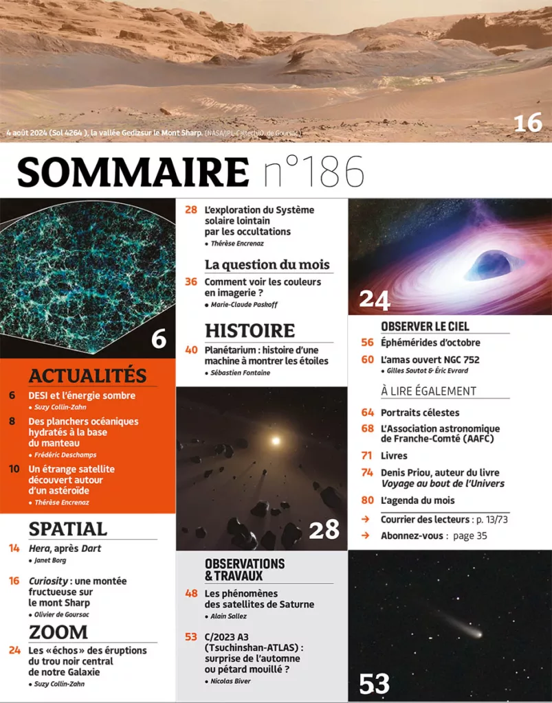 Sommaire du magazine L’Astronomie octobre 2024