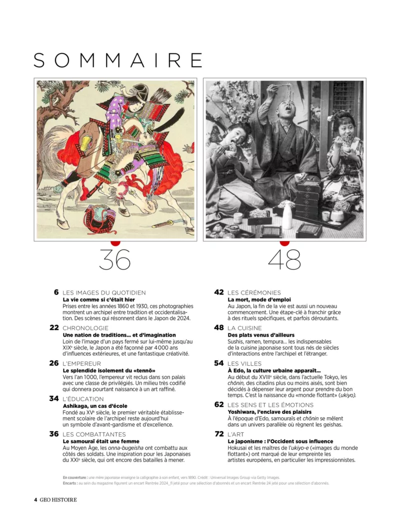 Sommaire du magazine Geo Histoire septembre – octobre 2024