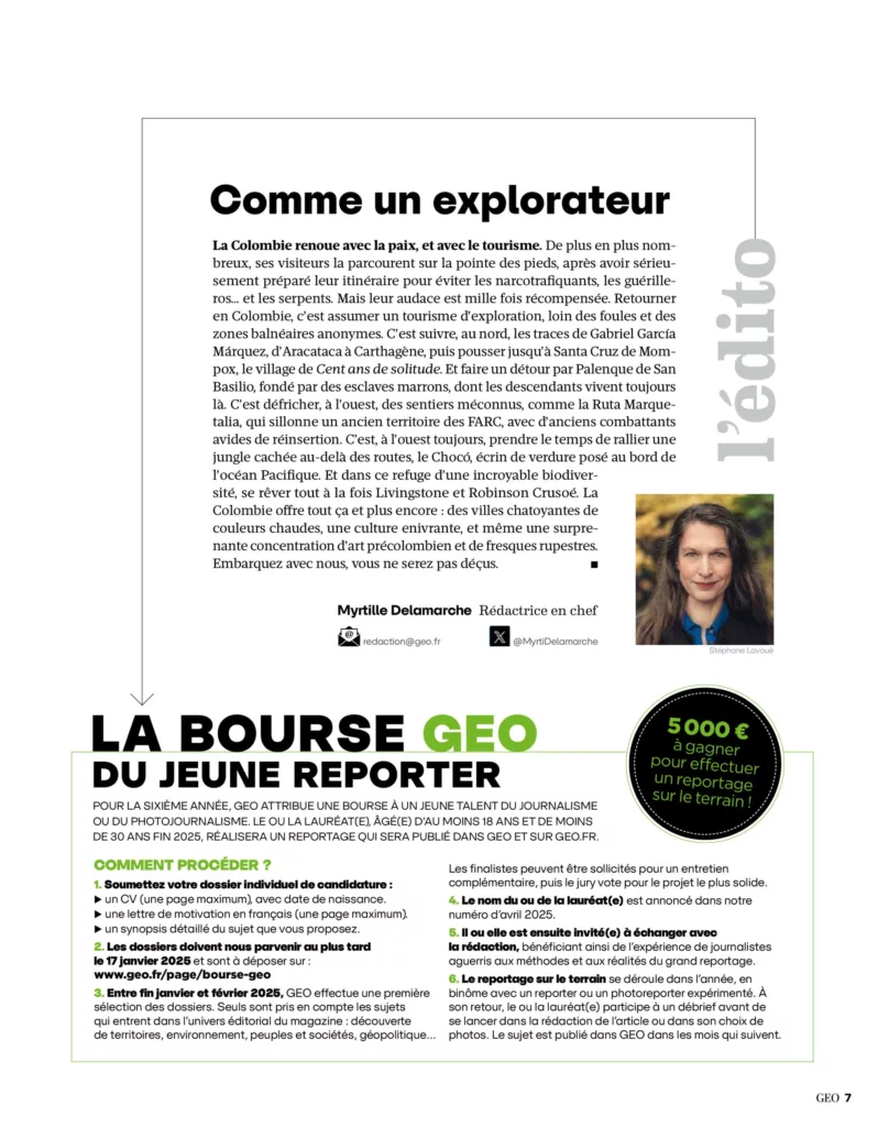 Éditorial du magazine GEO novembre 2024