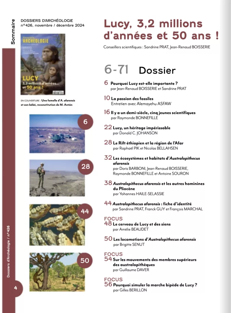 Sommaire du magazine Dossiers d’archéologie novembre – décembre 2024