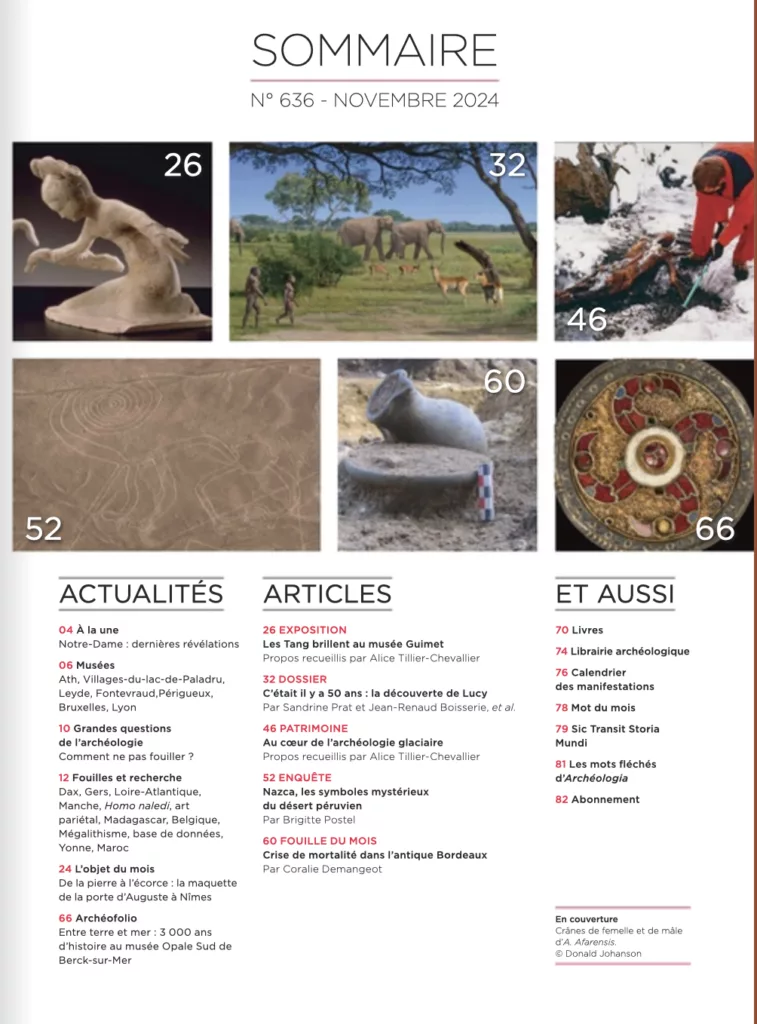 Sommaire du magazine Archeologia novembre 2024