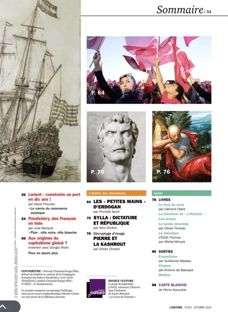 Sommaire du magazine L’Histoire octobre 2024