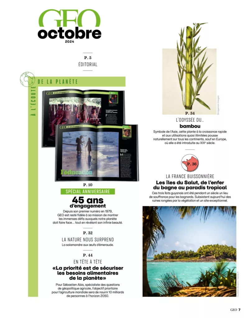 Sommaire du magazine GEO octobre 2024