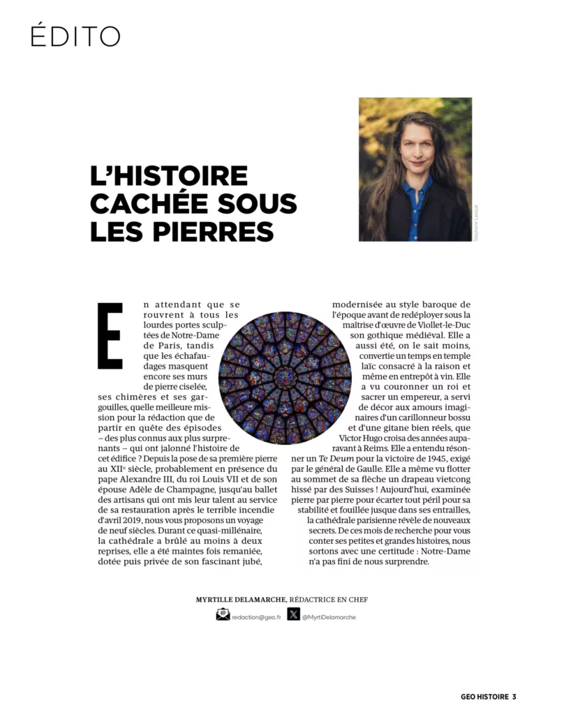 Éditorial du magazine GEO Histoire novembre – décembre 2024