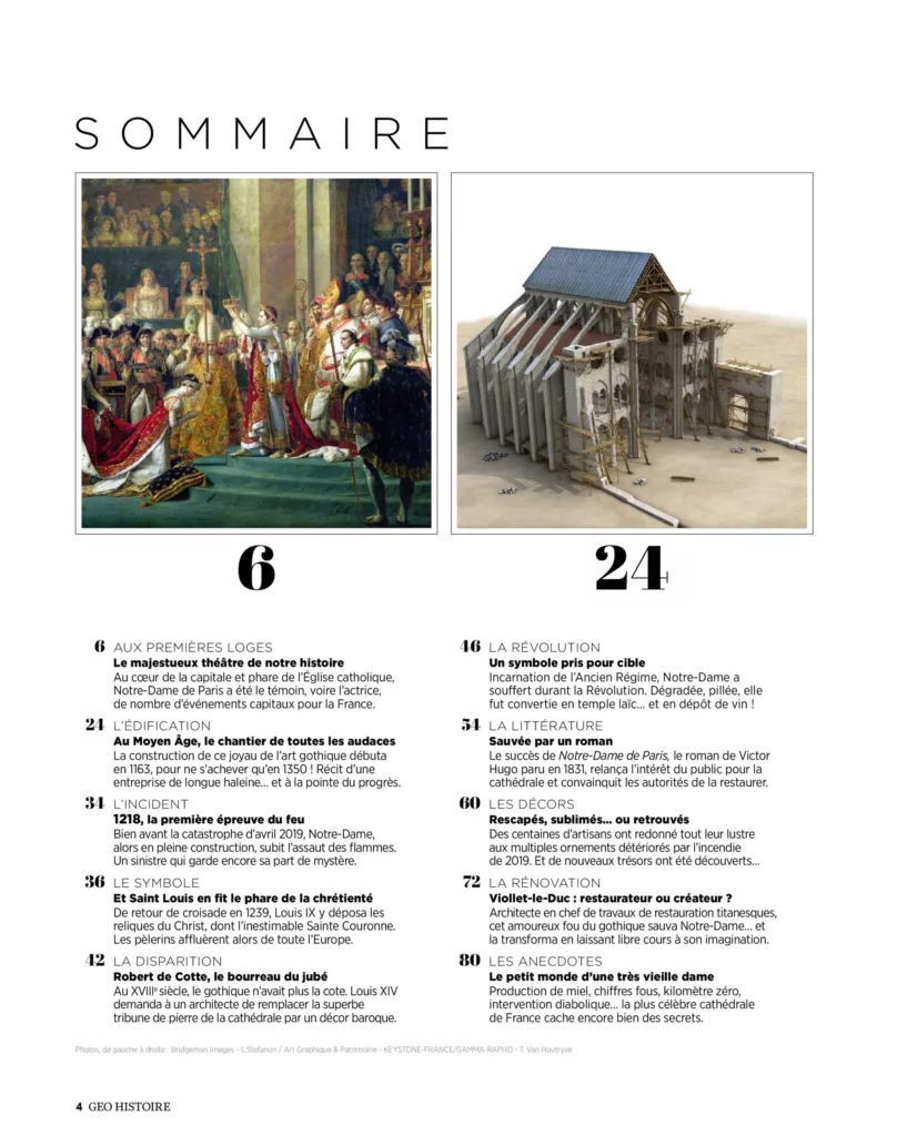 Sommaire du magazine GEO Histoire novembre – décembre 2024