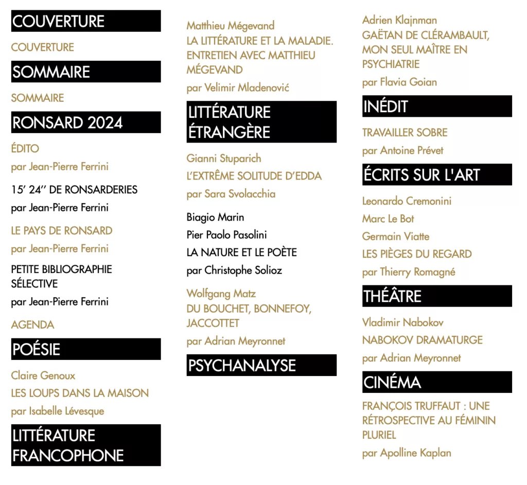 Sommaire du magazine Quinzaines 23 octobre 2024