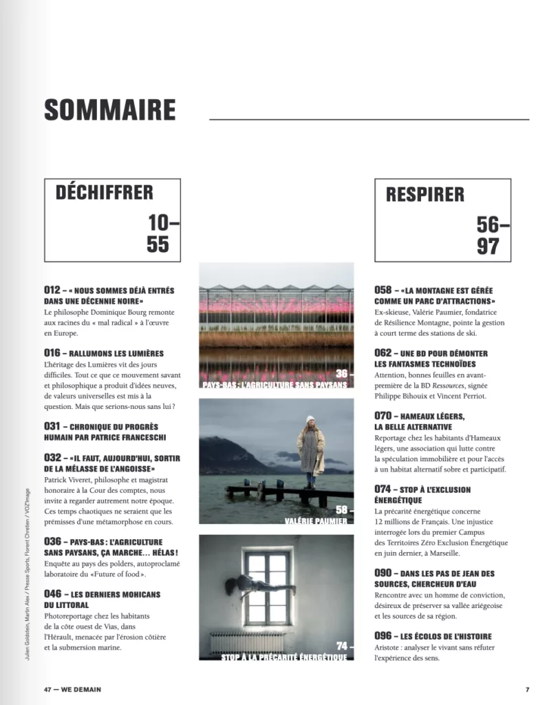 Sommaire du magazine We demain septembre – novembre 2024