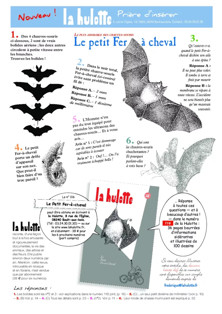 Sommaire du magazine La Hulotte second semestre 2024