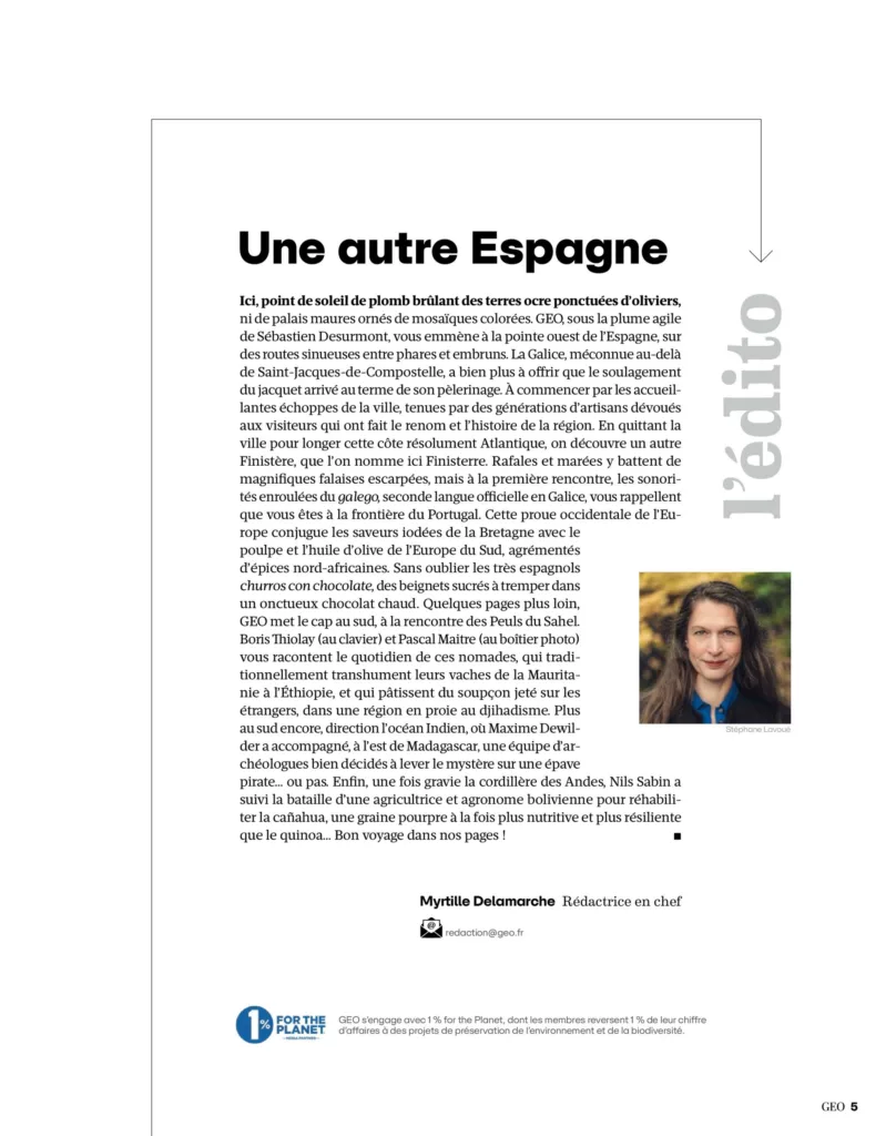 Éditorial du magazine GEO février 2025