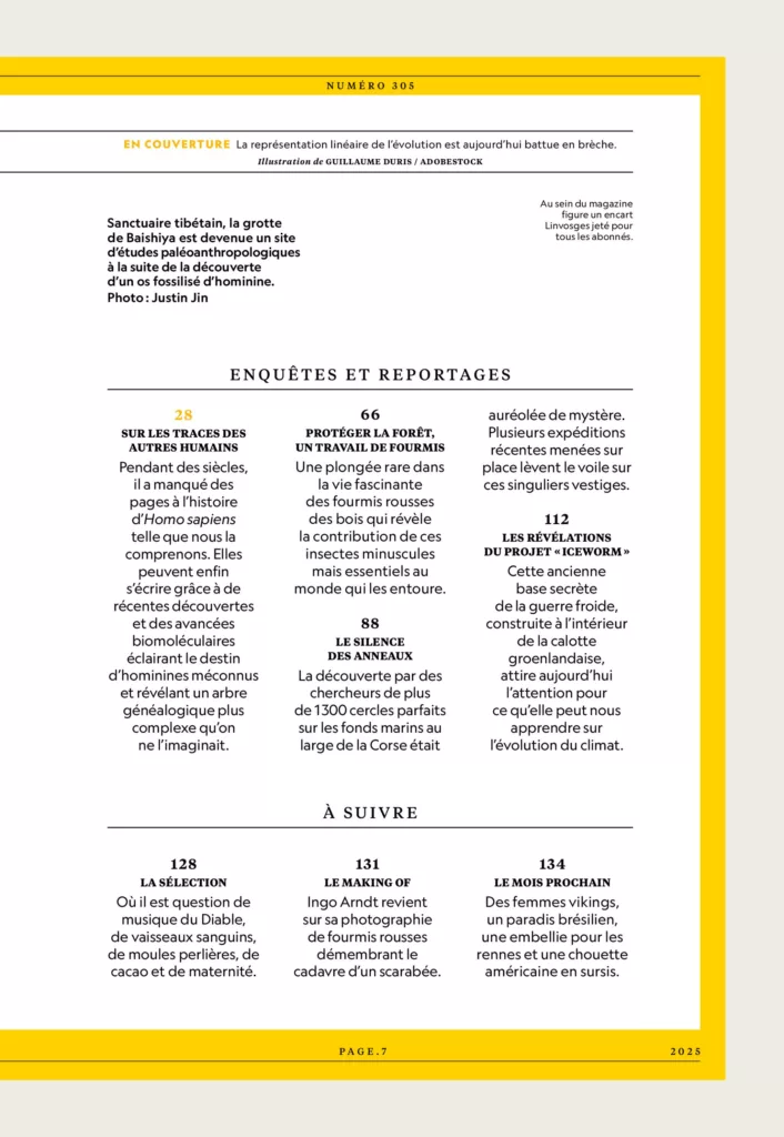 Sommaire du magazine National Geographic février 2025