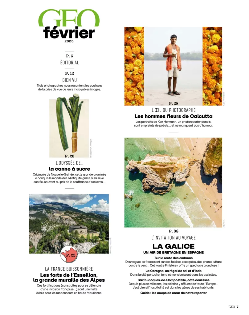 Sommaire du magazine GEO février 2025