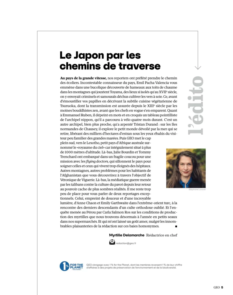 Éditorial du magazine GEO mai 2025