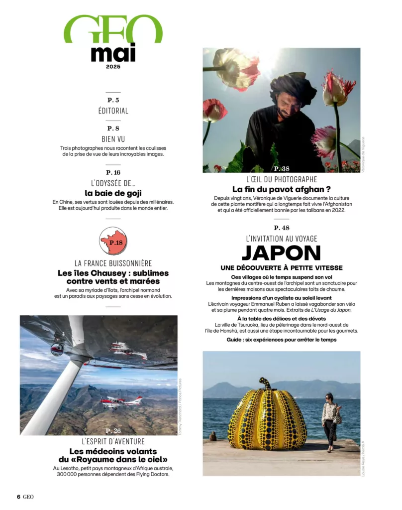 Sommaire du magazine GEO mai 2025