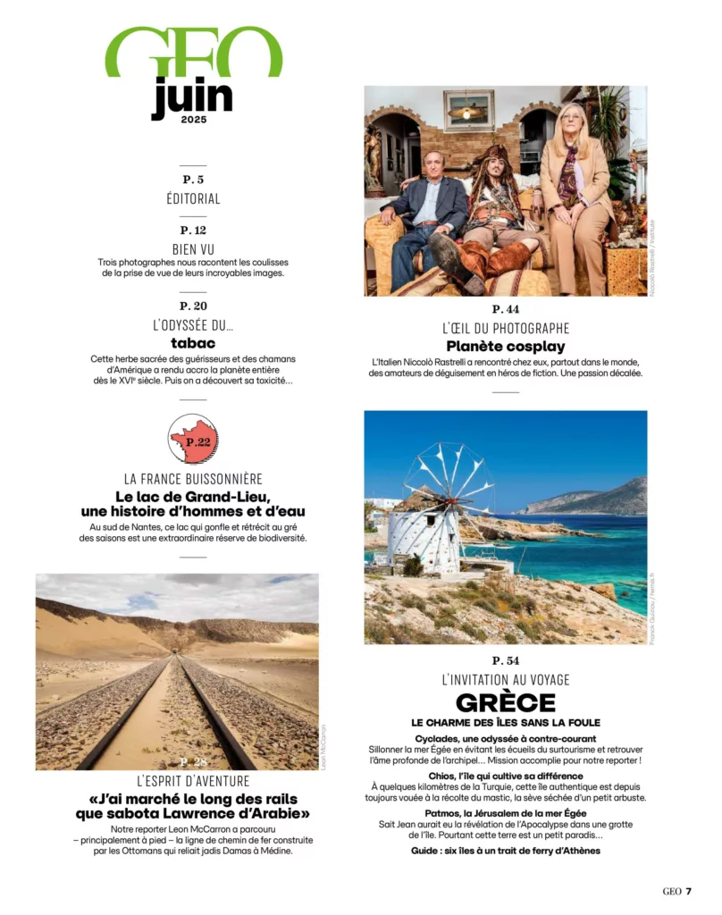 Sommaire du magazine GEO juin 2025