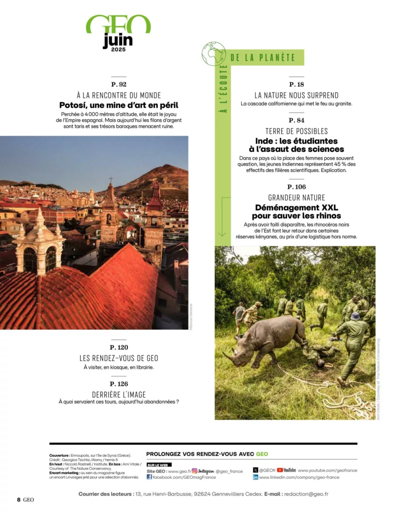 Sommaire du magazine GEO juin 2025