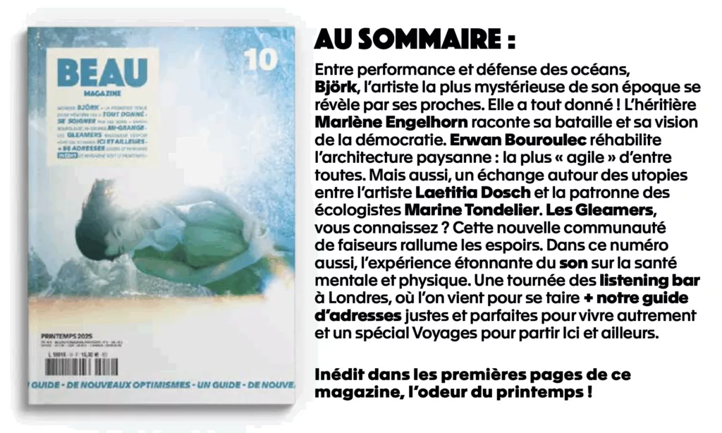 Sommaire du magazine Beau magazine printemps 2025