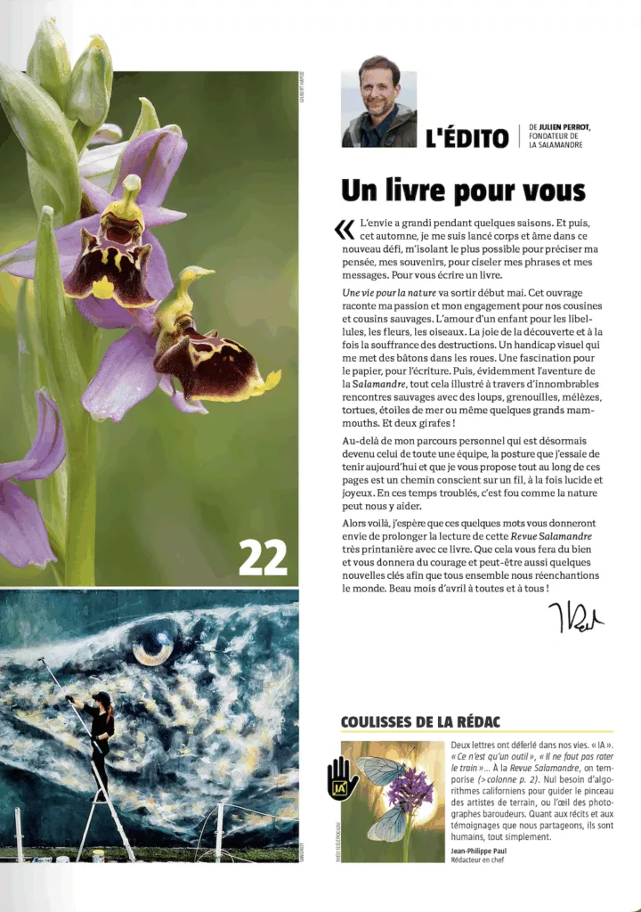 Éditorial du magazine Revue Salamandre avril – mai 2025