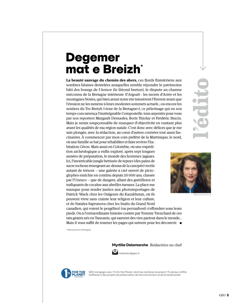 Éditorial du magazine GEO juillet 2025