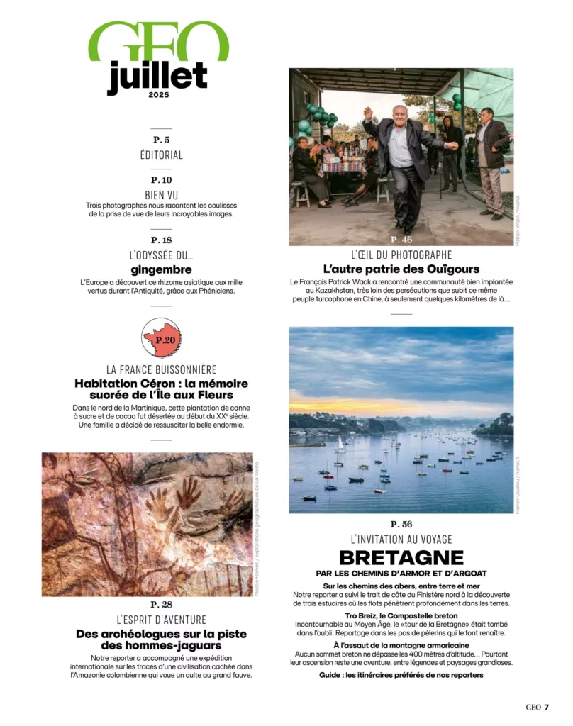 Sommaire du magazine GEO juillet 2025