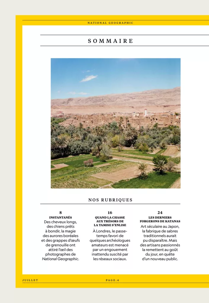 Sommaire du magazine National Geographic juillet 2025