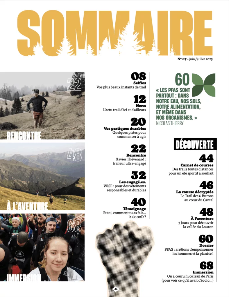Sommaire du magazine Nature trail juin – juillet 2025
