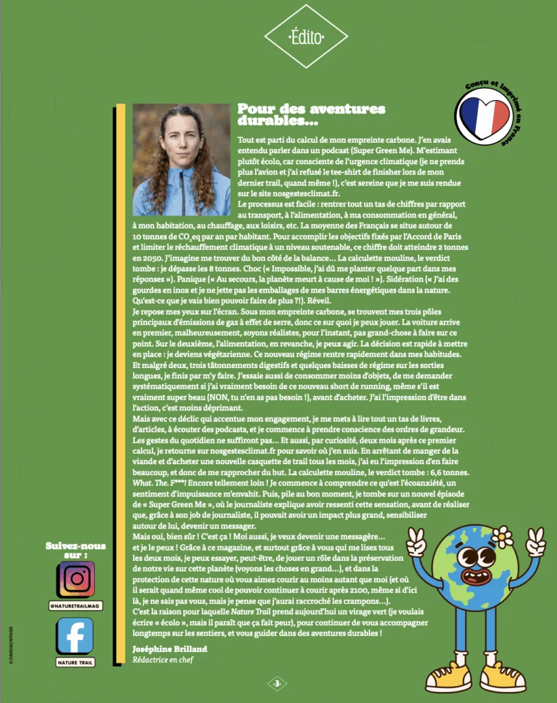 Éditorial du magazine Nature trail juin – juillet 2025