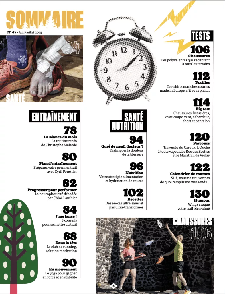 Sommaire du magazine Nature trail juin – juillet 2025
