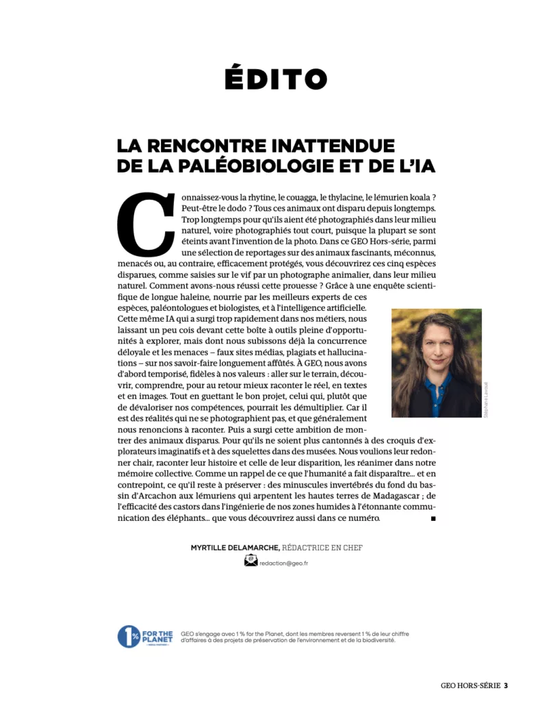 Éditorial du magazine Hors-série GEO « Fascinante faune sauvage »