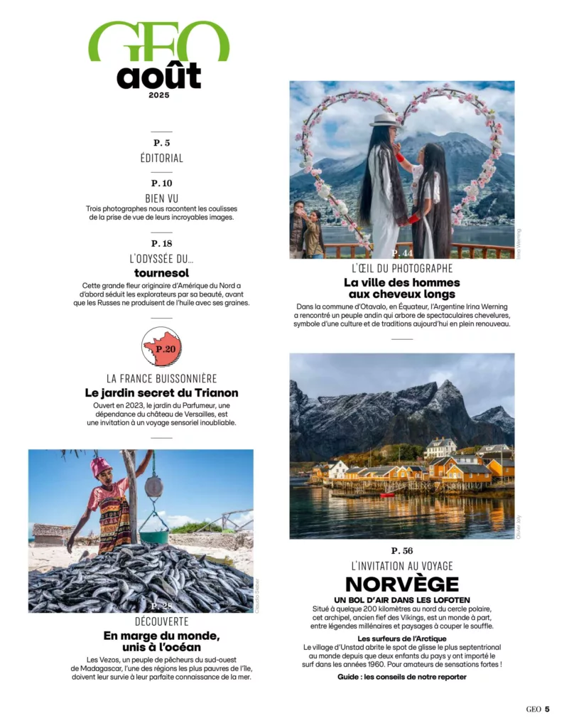 Sommaire du magazine GEO août 2025