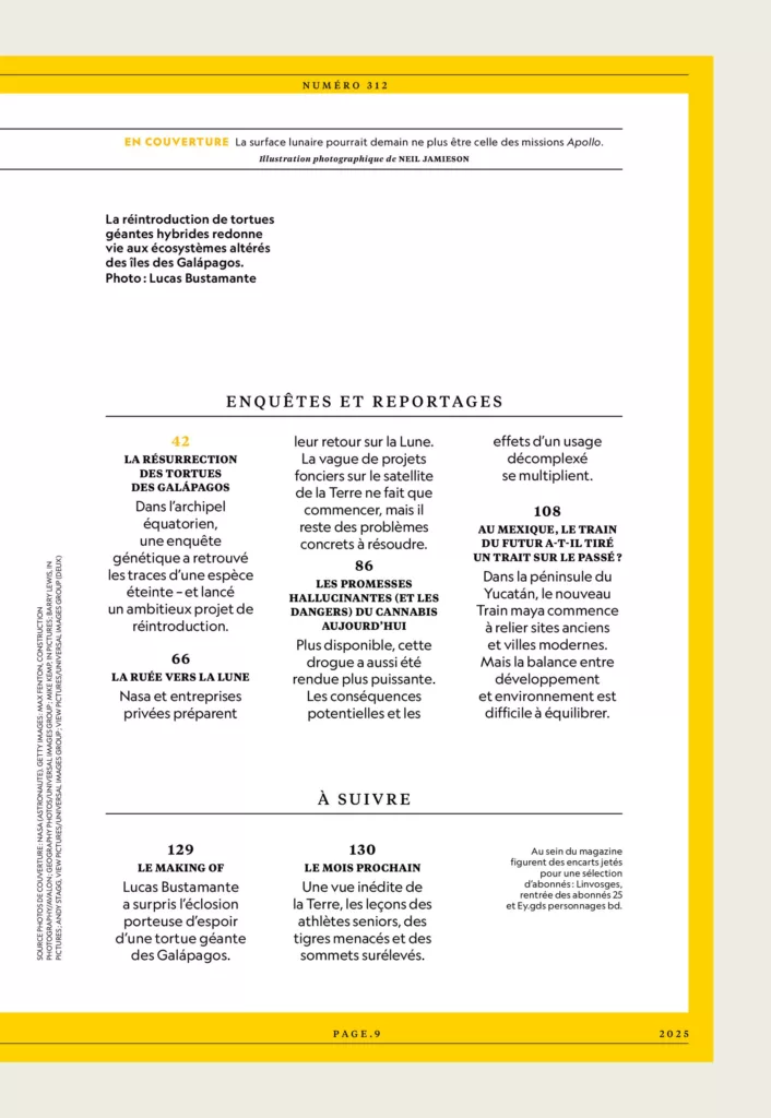 Sommaire du magazine National Geographic septembre 2025