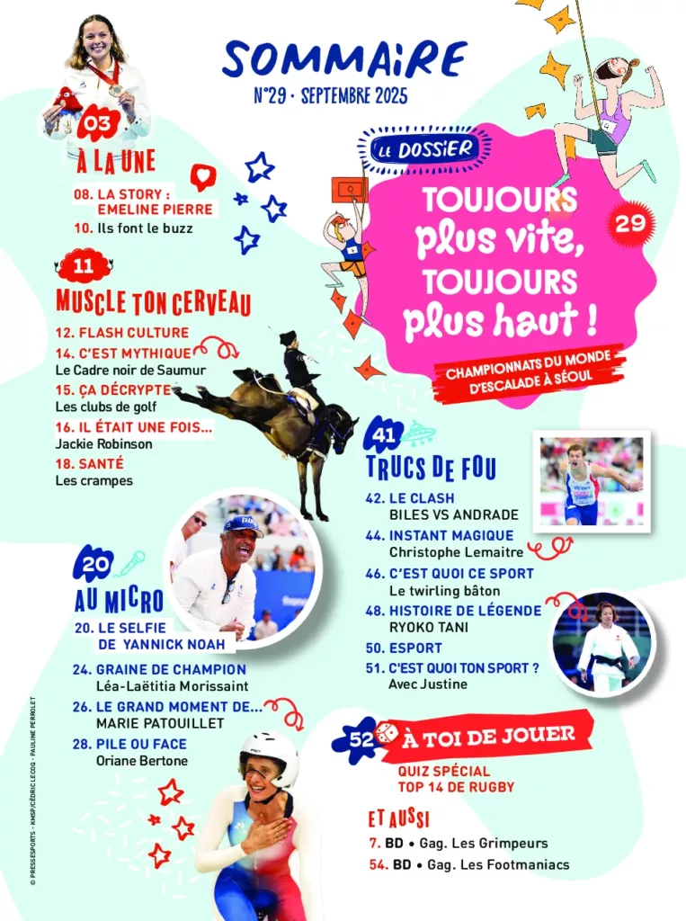 Sommaire du magazine Sporteen août -septembre 2025