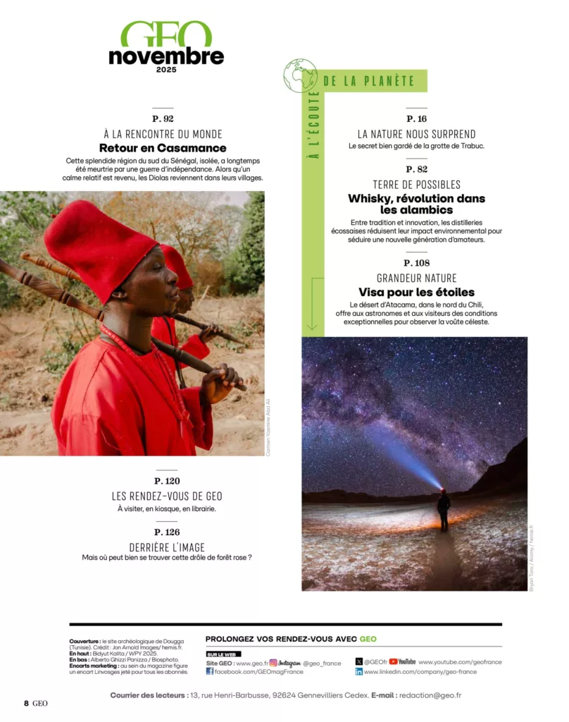 Sommaire du magazine GEO novembre 2025
