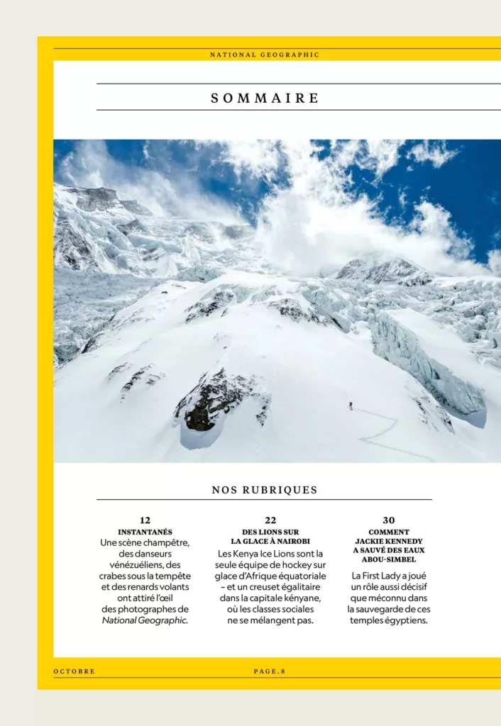 Sommaire du magazine National Geographic octobre 2025