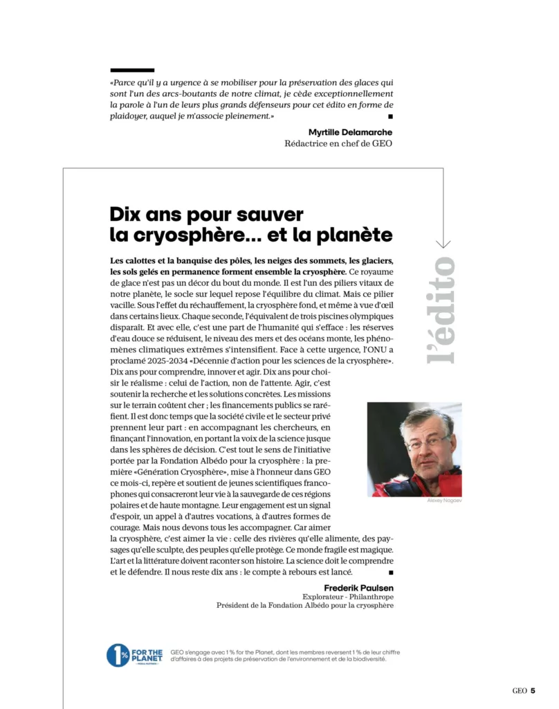 Éditorial du magazine GEO décembre 2025