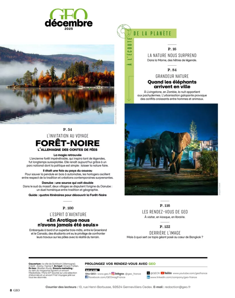 Sommaire du magazine GEO décembre 2025