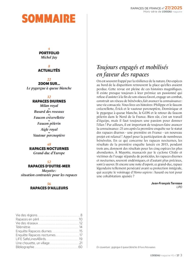 Sommaire du magazine L&rsquo;oiseau mag HS n°27