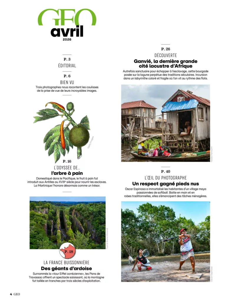 Sommaire du magazine GEO avril 2026