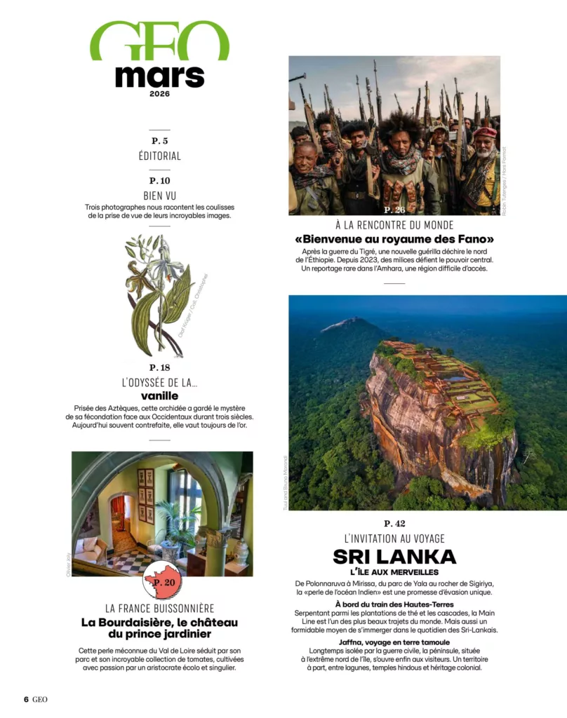 Sommaire du magazine GEO mars 2026